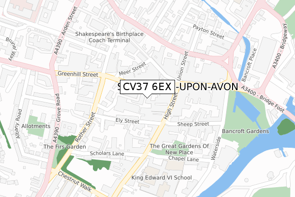 CV37 6EX map - large scale - OS Open Zoomstack (Ordnance Survey)