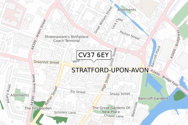 CV37 6EY map - large scale - OS Open Zoomstack (Ordnance Survey)