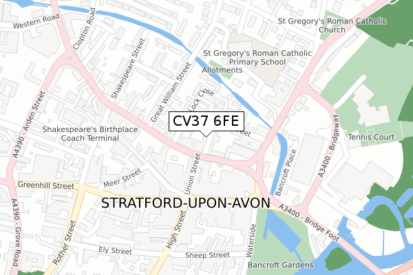 CV37 6FE map - large scale - OS Open Zoomstack (Ordnance Survey)