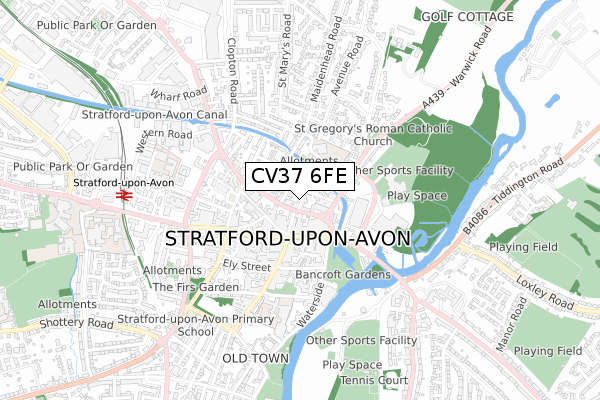 CV37 6FE map - small scale - OS Open Zoomstack (Ordnance Survey)