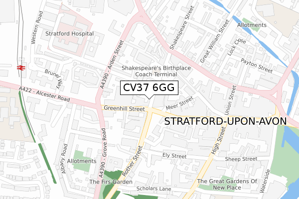 CV37 6GG map - large scale - OS Open Zoomstack (Ordnance Survey)