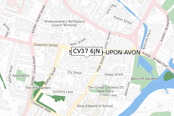 CV37 6JN map - large scale - OS Open Zoomstack (Ordnance Survey)