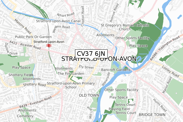 CV37 6JN map - small scale - OS Open Zoomstack (Ordnance Survey)