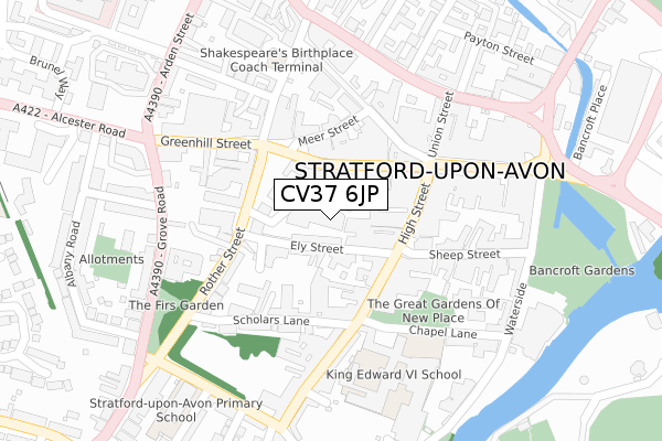 CV37 6JP map - large scale - OS Open Zoomstack (Ordnance Survey)