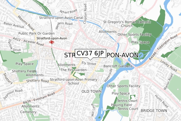 CV37 6JP map - small scale - OS Open Zoomstack (Ordnance Survey)