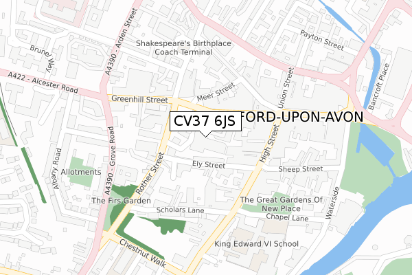 CV37 6JS map - large scale - OS Open Zoomstack (Ordnance Survey)