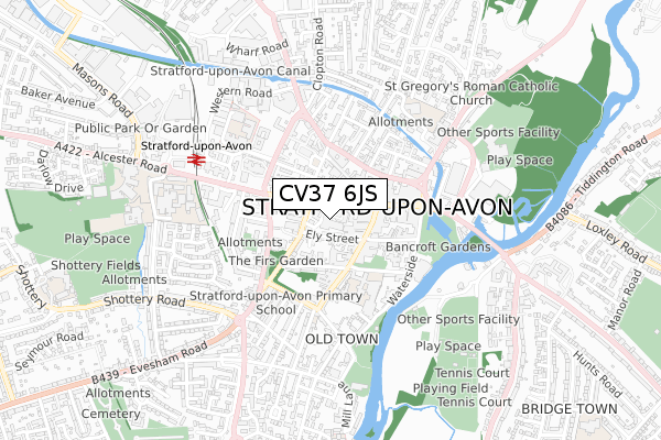 CV37 6JS map - small scale - OS Open Zoomstack (Ordnance Survey)