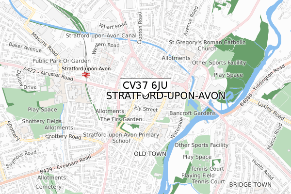 CV37 6JU map - small scale - OS Open Zoomstack (Ordnance Survey)