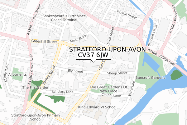 CV37 6JW map - large scale - OS Open Zoomstack (Ordnance Survey)