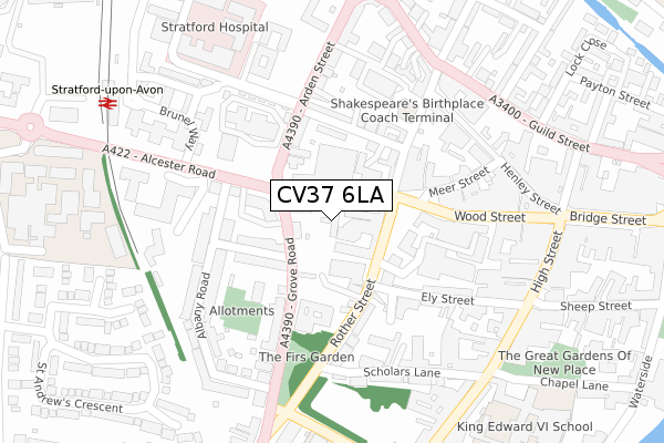 CV37 6LA map - large scale - OS Open Zoomstack (Ordnance Survey)