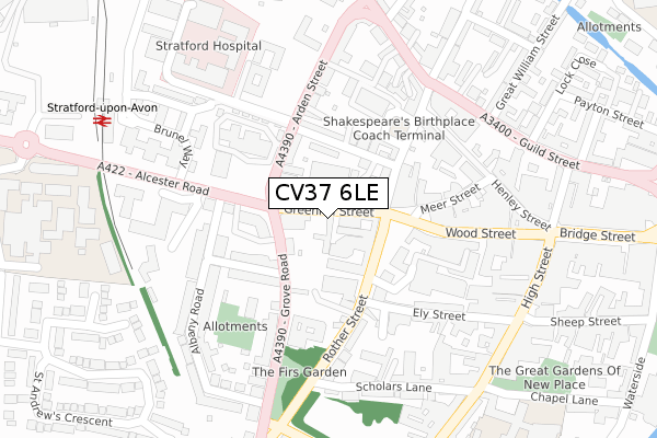 CV37 6LE map - large scale - OS Open Zoomstack (Ordnance Survey)