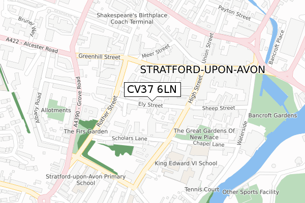 CV37 6LN map - large scale - OS Open Zoomstack (Ordnance Survey)