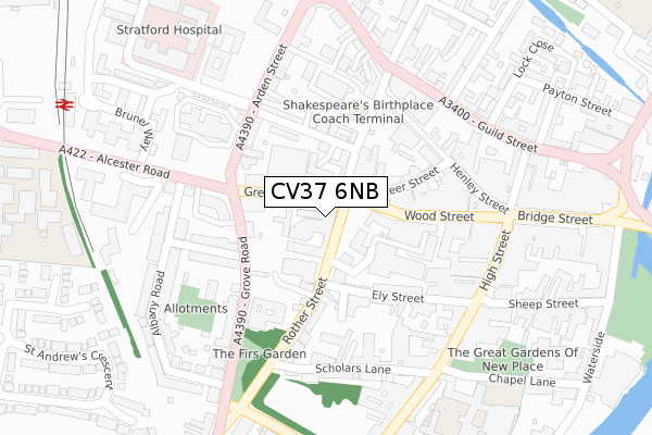 CV37 6NB map - large scale - OS Open Zoomstack (Ordnance Survey)