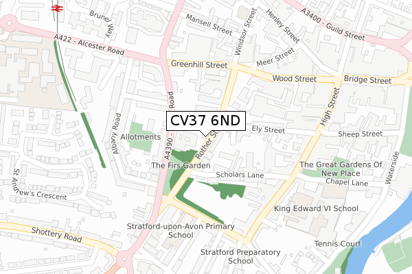 CV37 6ND map - large scale - OS Open Zoomstack (Ordnance Survey)