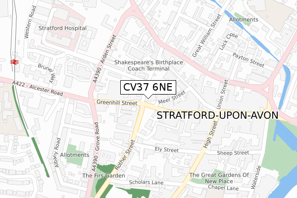 CV37 6NE map - large scale - OS Open Zoomstack (Ordnance Survey)