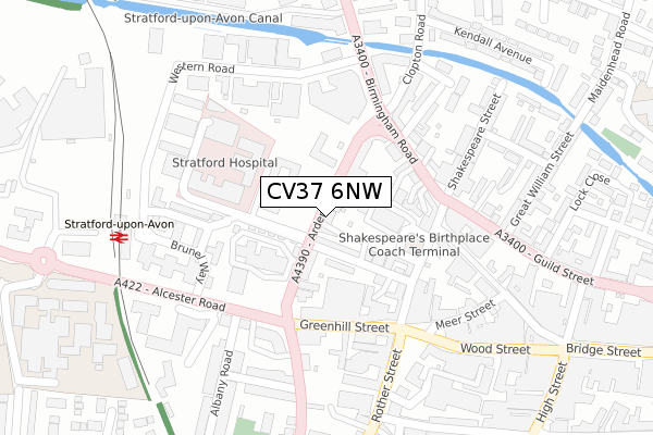 CV37 6NW map - large scale - OS Open Zoomstack (Ordnance Survey)