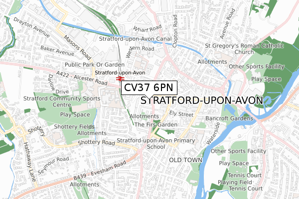 CV37 6PN map - small scale - OS Open Zoomstack (Ordnance Survey)