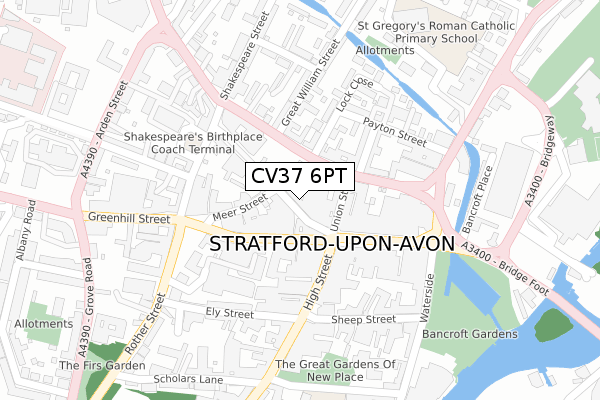 CV37 6PT map - large scale - OS Open Zoomstack (Ordnance Survey)