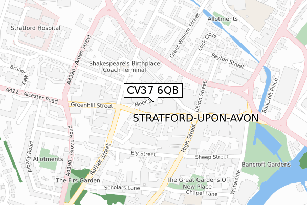 CV37 6QB map - large scale - OS Open Zoomstack (Ordnance Survey)