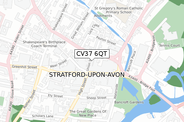 CV37 6QT map - large scale - OS Open Zoomstack (Ordnance Survey)