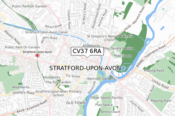 CV37 6RA map - small scale - OS Open Zoomstack (Ordnance Survey)