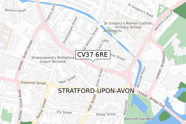 CV37 6RE map - large scale - OS Open Zoomstack (Ordnance Survey)