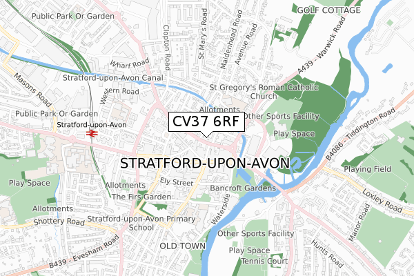 CV37 6RF map - small scale - OS Open Zoomstack (Ordnance Survey)