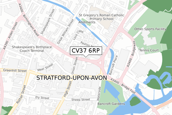 CV37 6RP map - large scale - OS Open Zoomstack (Ordnance Survey)