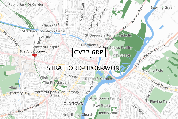 CV37 6RP map - small scale - OS Open Zoomstack (Ordnance Survey)