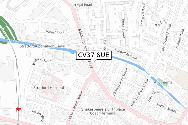 CV37 6UE map - large scale - OS Open Zoomstack (Ordnance Survey)