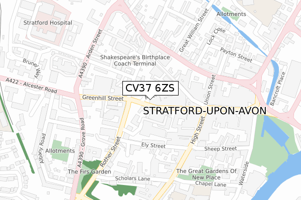 CV37 6ZS map - large scale - OS Open Zoomstack (Ordnance Survey)