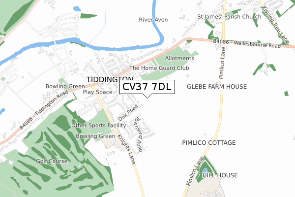 CV37 7DL map - small scale - OS Open Zoomstack (Ordnance Survey)