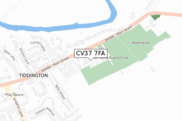 CV37 7FA map - large scale - OS Open Zoomstack (Ordnance Survey)