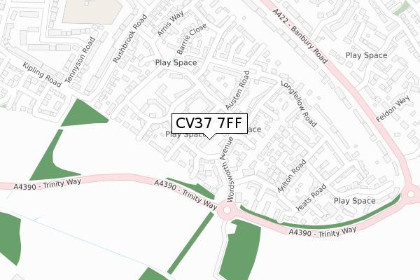 CV37 7FF map - large scale - OS Open Zoomstack (Ordnance Survey)