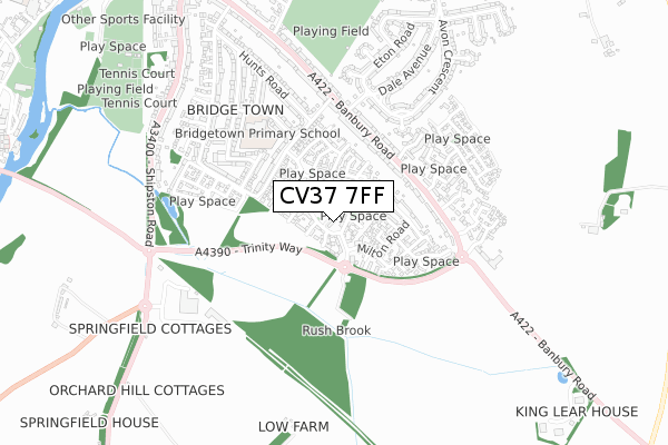 CV37 7FF map - small scale - OS Open Zoomstack (Ordnance Survey)