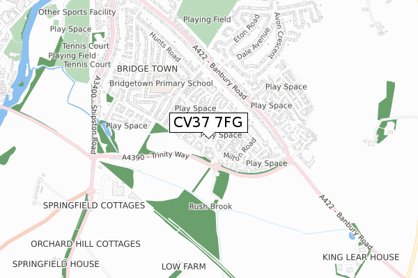 CV37 7FG map - small scale - OS Open Zoomstack (Ordnance Survey)