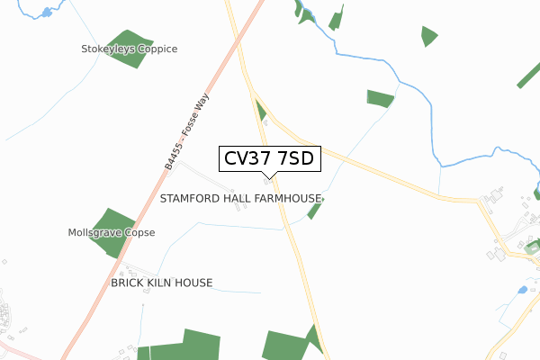 CV37 7SD map - small scale - OS Open Zoomstack (Ordnance Survey)