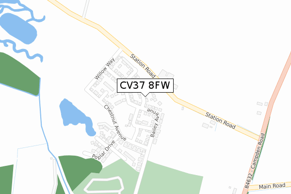 CV37 8FW map - large scale - OS Open Zoomstack (Ordnance Survey)