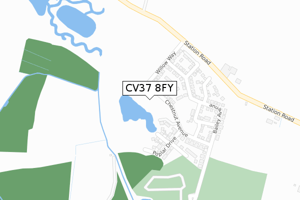 CV37 8FY map - large scale - OS Open Zoomstack (Ordnance Survey)