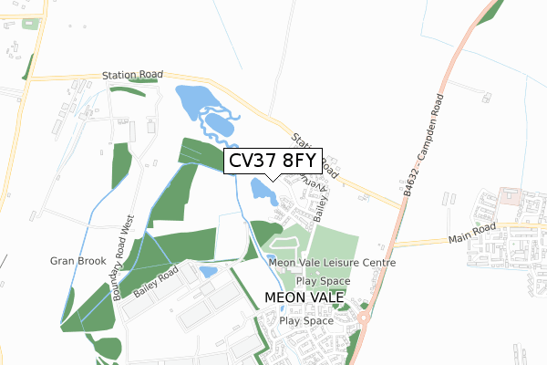 CV37 8FY map - small scale - OS Open Zoomstack (Ordnance Survey)