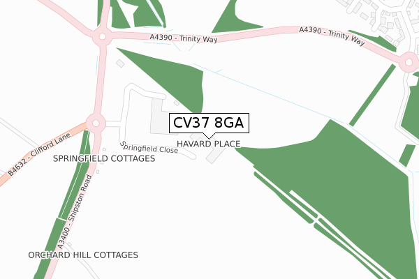 CV37 8GA map - large scale - OS Open Zoomstack (Ordnance Survey)