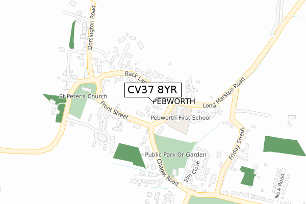 CV37 8YR map - large scale - OS Open Zoomstack (Ordnance Survey)