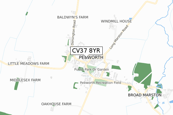 CV37 8YR map - small scale - OS Open Zoomstack (Ordnance Survey)