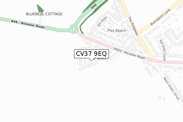 CV37 9EQ map - large scale - OS Open Zoomstack (Ordnance Survey)