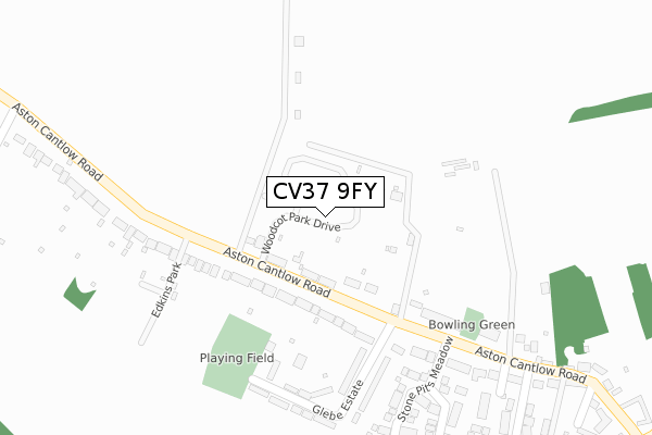 CV37 9FY map - large scale - OS Open Zoomstack (Ordnance Survey)