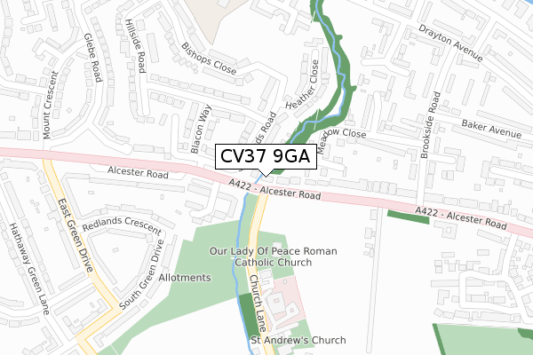 CV37 9GA map - large scale - OS Open Zoomstack (Ordnance Survey)