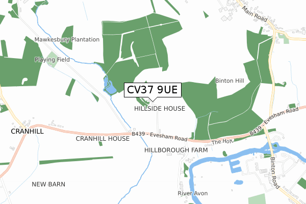 CV37 9UE map - small scale - OS Open Zoomstack (Ordnance Survey)