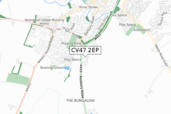 CV47 2EP map - small scale - OS Open Zoomstack (Ordnance Survey)