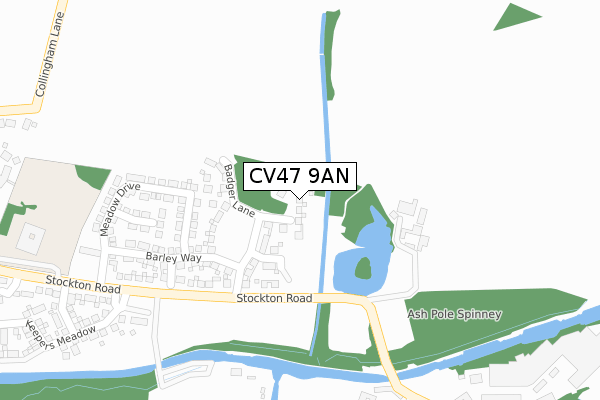 CV47 9AN map - large scale - OS Open Zoomstack (Ordnance Survey)