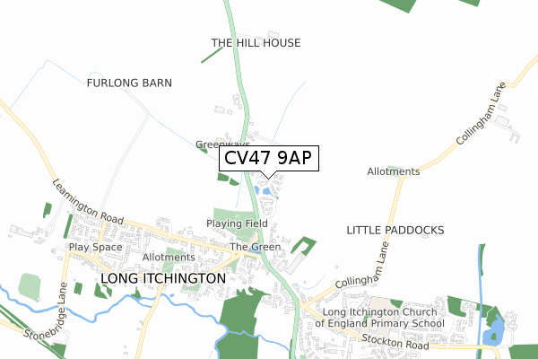 CV47 9AP map - small scale - OS Open Zoomstack (Ordnance Survey)